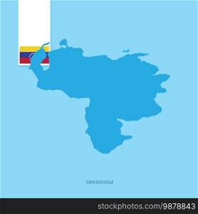 Venezuela Country Map with Flag over Blue background. Vector EPS10 Abstract Template background