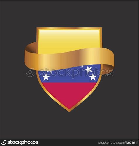 Venezuela flag Golden badge design vector
