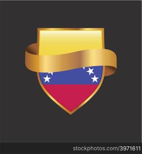 Venezuela flag Golden badge design vector