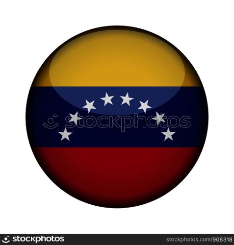venezuela Flag in glossy round button of icon. venezuela emblem isolated on white background. National concept sign. Independence Day. Vector illustration.