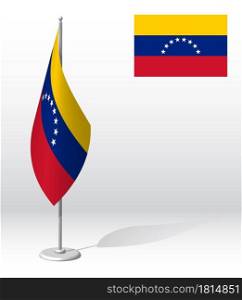venezuela flag on flagpole for registration of solemn event, meeting foreign guests. National independence day of venezuela. Realistic 3D vector on white