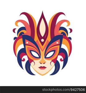 Venice carnival mask isolated on white background. Venetian carnival mask in flat style. Vector stock