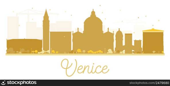 Venice City skyline golden silhouette. Vector illustration. Simple flat concept for tourism presentation, banner, placard or web site. Business travel concept. Cityscape with landmarks.