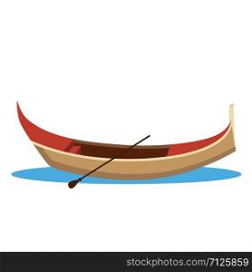 Venice gondola. Italian boat, cartoon vector illustration