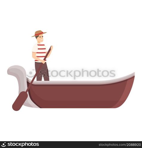 Venice gondolier icon cartoon vector. Gondola boat. Italian travel. Venice gondolier icon cartoon vector. Gondola boat