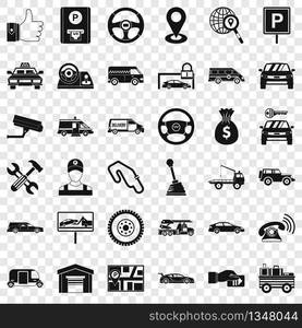 Venicle icons set. Simple style of 36 venicle vector icons for web for any design. Venicle icons set, simple style