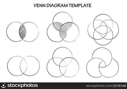 Venn diagram doodle. Hand drawn infographic template. Vector illustration.