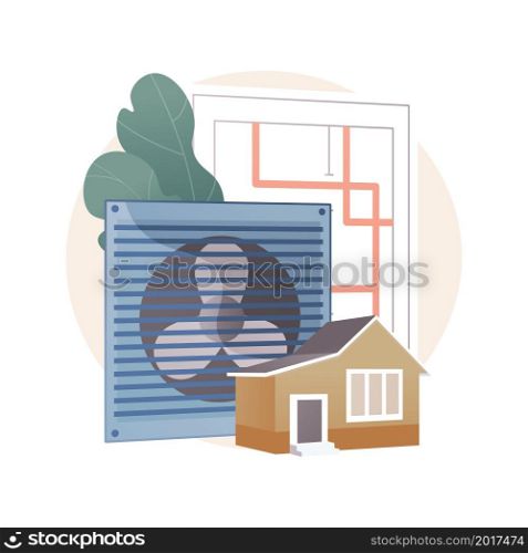 Ventilation system abstract concept vector illustration. Mechanical ventilation, airing and cooling system maintenance, exhaust fan, new air flow exchange, improve air quality abstract metaphor.. Ventilation system abstract concept vector illustration.