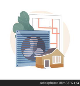 Ventilation system abstract concept vector illustration. Mechanical ventilation, airing and cooling system maintenance, exhaust fan, new air flow exchange, improve air quality abstract metaphor.. Ventilation system abstract concept vector illustration.