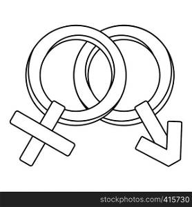 Venus and Mars symbol icon. Outline illustration of Venus and Mars symbol vector icon for web. Venus and Mars symbol icon, outline style