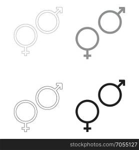 Venus and Mars symbol the black and grey color set icon .. Venus and Mars symbol it is the black and grey color set icon .