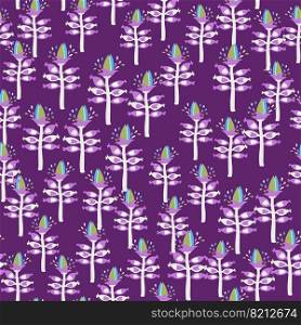Venus flytrap flower seamless pattern. Contemporary botanical floral ornament. Strange plants endless wallpaper. Simple design for fabric, textile print, wrapping paper, cover. Vector illustration. Venus flytrap flower seamless pattern. Contemporary botanical floral ornament. Strange plants endless wallpaper.