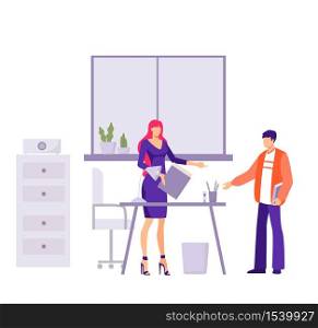 Verification financial commission in office illustration. Female character auditor records documentation in company collects and records statistics regulates vector bookkeeping.. Verification financial commission in office illustration. Female character auditor records documentation in company.