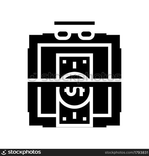 verification of banknotes for authenticity glyph icon vector. verification of banknotes for authenticity sign. isolated contour symbol black illustration. verification of banknotes for authenticity glyph icon vector illustration