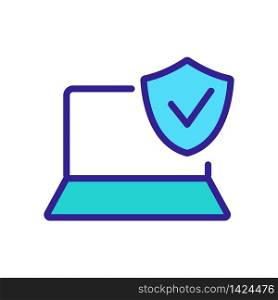 verified laptop protection icon vector. verified laptop protection sign. color symbol illustration. verified laptop protection icon vector outline illustration
