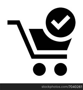 Verified shopping cart, icon on isolated background