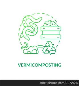 Vermicomposting concept icon. Composting method idea thin line illustration. Recycling agricultural wastes. Using worms. Earthworms consuming biomass. Vector isolated outline RGB color drawing. Vermicomposting concept icon
