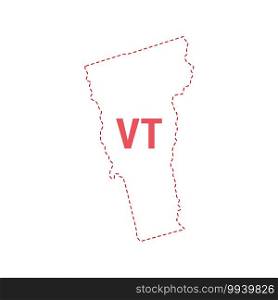 Vermont US state map outline dotted border. Vector illustration. Two-letter state abbreviation.. Vermont US state map outline dotted border