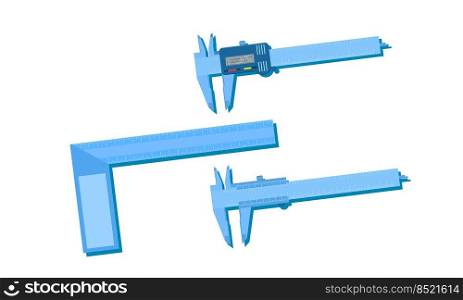 vernier caliper meter and gun scale ruler measuring tool equipment blue tone vector illustration eps10
