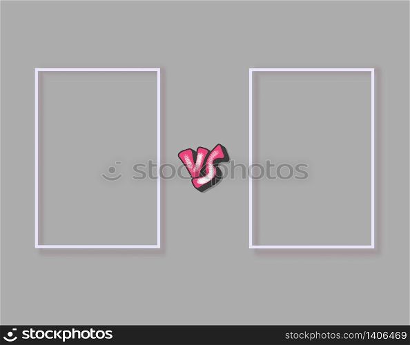 Versus screen. Vs symbol with divider. Confrontation background with space for text. Banner template for battle, match, challenge, sport, duel, competition, choice. Vector color illustration.