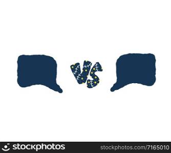Versus screen. Vs symbol with speech bubble. Confrontation background with space for text. Banner template for battle, match, challenge, sport, duel, competition, choice. Vector color illustration.