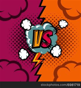Versus vector cartoon comic book background. Fighting duel championship retro art. Competition and confrontation, compare and battle illustration. Versus vector cartoon comic book background. Fighting duel championship retro art