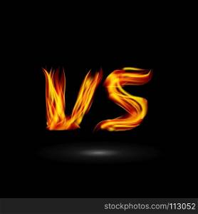 Versus Vector. Flame Letters Fight Background Design. Competition Icon. Fight Symbol. Versus Vector. Flame Letters Fight Background Design. Competition Icon