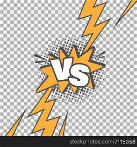 Versus VS letters fight background in flat comics style design with halftone, vector illustration