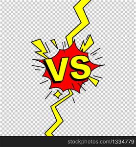Versus VS letters fight symbol in flat comics style design. Confrontation symbol. Vector EPS 10