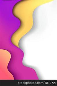 Vertical A4 banner with 3D abstract background with pink yellow paper cut waves. Vector design layout for presentations, flyers, posters.