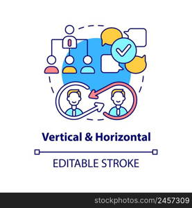 Vertical and horizontal concept icon. Project communication management abstract idea thin line illustration. Isolated outline drawing. Editable stroke. Arial, Myriad Pro-Bold fonts used. Vertical and horizontal concept icon