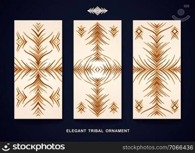 Vertical banners with fantasy pattern. Designed in the style of tribal ornaments. Vector template. Tribal banners with fantasy pattern