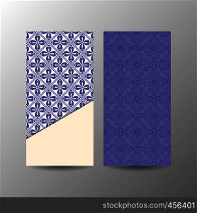 Vertical blue floral banner template. Vector illustration. Vertical blue floral banner template