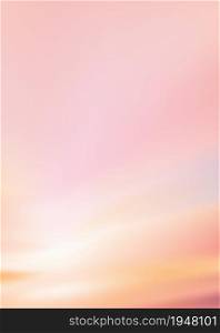 Vertical Colorful dust sky with clouds in pastel tone on pink,yellow,orange in morning background,beautiful sunset sky on autumn,spring,summer,winter,Vector illustration sweet holiday backdrop