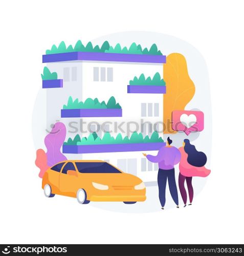 Vertical green city abstract concept vector illustration. Air pollution fighting building, space-saving eco solution, vertical forest, cost-effective construction innovation abstract metaphor.. Vertical green city abstract concept vector illustration.