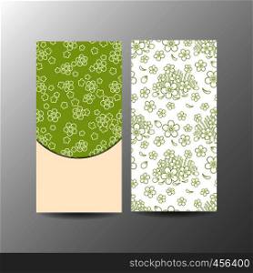 Vertical green floral banner template. Vector illustration. Vertical floral banner template