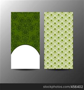 Vertical green floral banner template. Vector illustration. Vertical green floral banner template