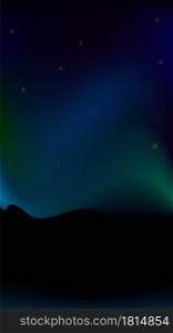 vertical illustration dark blue background night sky aurora borealis with stars, silence and calm. vertical illustration dark blue background night sky aurora bore