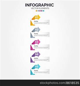 Vertical Infographic design template. Creative concept with 5 steps. Can be used for workflow layout. diagram. banner. webdesign. Vector illustration Vector Illustration