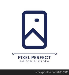 Vertical picture pixel perfect linear ui icon. Multimedia. Photo and video format. GUI, UX design. Outline isolated user interface element for app and web. Editable stroke. Poppins font used. Vertical picture pixel perfect linear ui icon