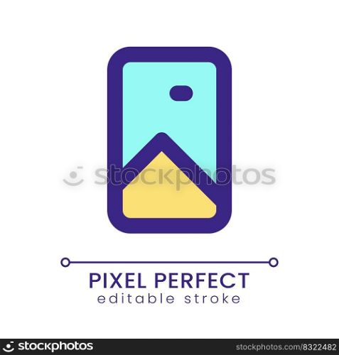 Vertical picture pixel perfect RGB color ui icon. Photo and video format. Simple filled line element. GUI, UX design for mobile app. Vector isolated pictogram. Editable stroke. Poppins font used. Vertical picture pixel perfect RGB color ui icon