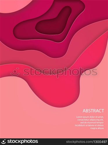 Vertical pink banner with 3D abstract waves background and paper cut shapes. Vector design layout for web pages, business presentations, flyers, posters and invitations.. Vertical pink banner with 3D abstract waves background and paper cut shapes.