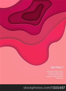 Vertical pink banner with 3D abstract waves background and paper cut shapes. Vector design layout for web pages, business presentations, flyers, posters and invitations.. Vertical pink banner with 3D abstract waves background and paper cut shapes.