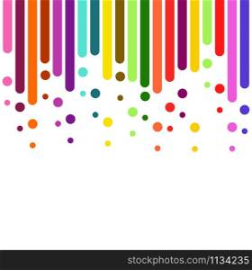 vertical rounded stripes in Rainbow Colours , lines on white. Dripping flat paint. template for the banner, flyer, poster, cover brochure . Vector business background.