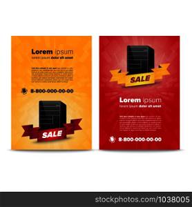 Vertical sale flayers with mobile phone illustration. Sale and discounts.. Vertical sale flayers