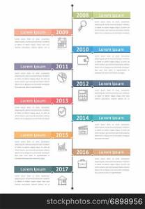 Vertical Timeline Infographics. Vertical timeline infographics template, workflow or process diagram, flowchart, vector eps10 illustration