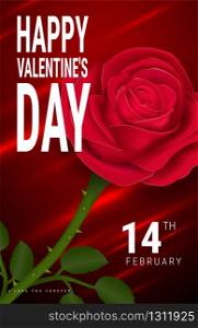 Vertical Valentine's Day greeting card template with text. Illustration with red Roses on red background. poster