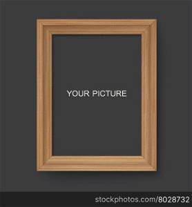 Vertical wooden frame on a black background