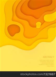 Vertical yellow banner with 3D abstract waves background and paper cut shapes. Vector design layout for web pages, business presentations, flyers, posters and invitations.. Vertical yellow banner with 3D abstract waves background and paper cut shapes