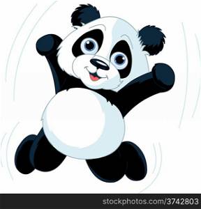 Very cute jumping happy panda